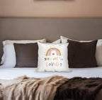 You Are So Loved Boho Rainbow Hand Drawing Throw Pillow Cover, Bohemian Home - Image 2