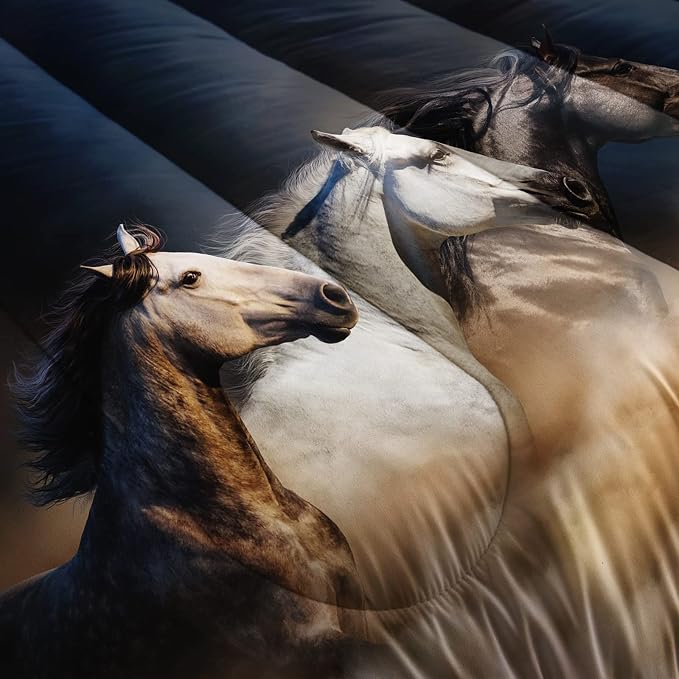 QOOMO Horse Comforter Twin Size, Galloping Horse Comforter Set - Image 4