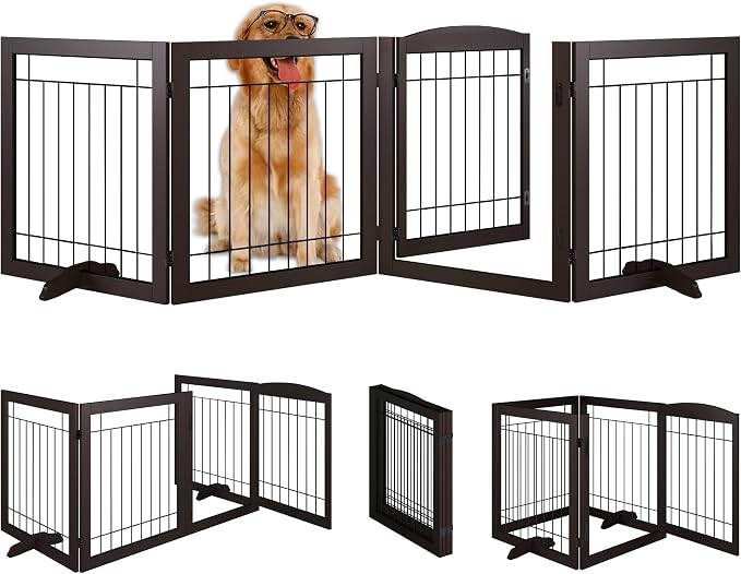 Vantas Folding Pet Gate 96" Wide, Freestanding Wire Pet Gate, Pet Puppy Safety - Image 3