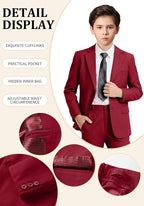 Boys Formal Suit Set 4 Pieces Kids Tuxedo Ring Bearer Outfit - Image 3