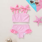 YOUNGER TREE Toddler Girls Two Pieces Swimsuit Color Block Stripe Swimwear - Image 2