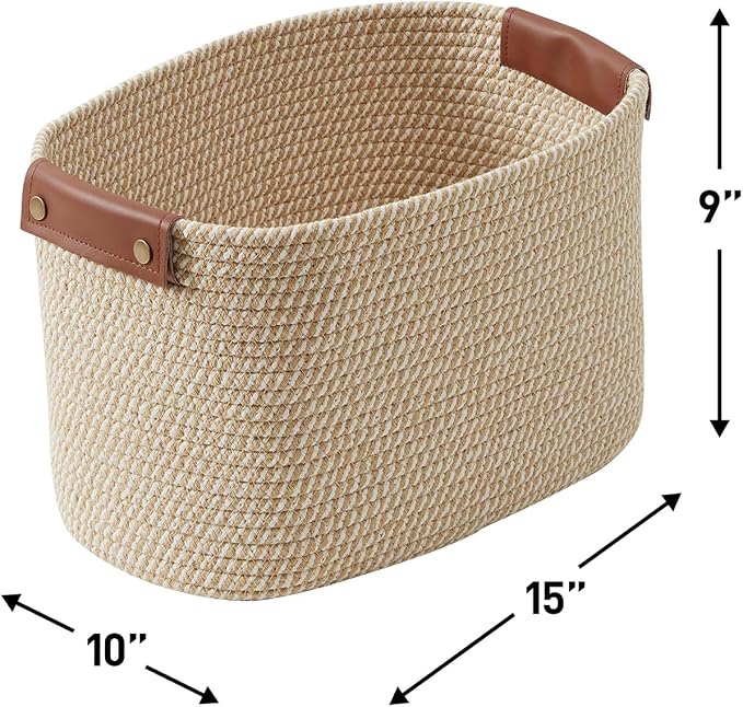 3 Pack Cotton Rope Storage Basket Woven Shelf Bin - Image 5