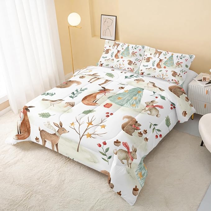 QOOMO Christmas Comforter King Size, Rabbit Deer Comforter Set - Image 3