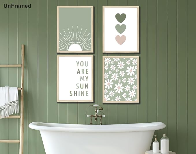 Boho Wall Art Poster Set of 4 Sage Green Nursery Wall Decor “You Are My - Image 3