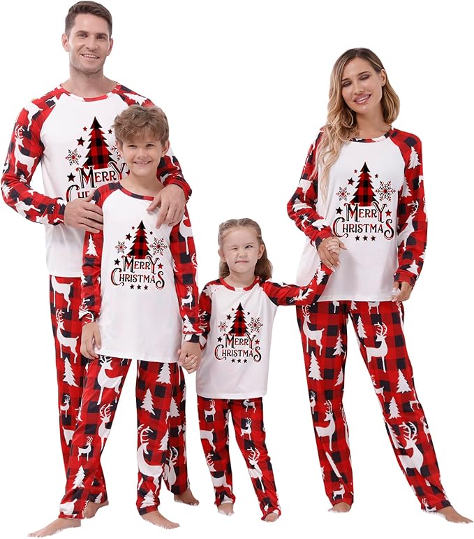 Awoscut Christmas Family Matching Pajamas Christmas Pjs Holiday Nightwear - Image 2