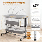 Bassinet Bedside Sleeper, 3-in-1 Baby Bedside Bassinet, 5 Height Adjustable - Image 5