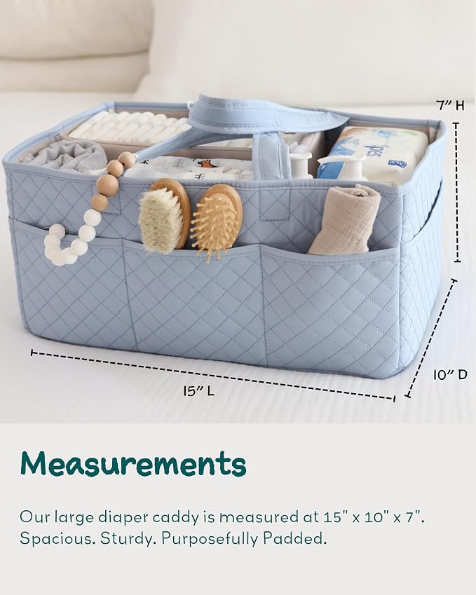 Lily Miles Baby Diaper Caddy Organizer, Quilted Nursery Storage Organizer - Image 5