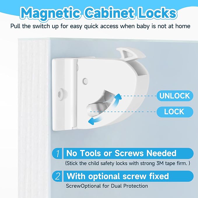 10 Pack Magnetic Cabinet Locks for Child Safety, Drawer Locks Baby Proofing - Image 5