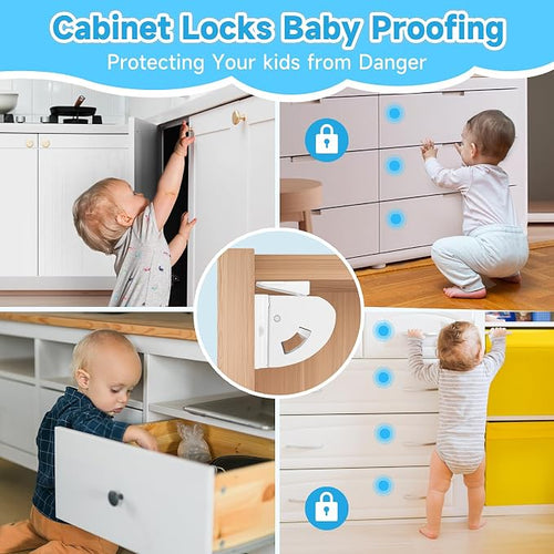 10 Pack Magnetic Cabinet Locks for Child Safety, Drawer Locks Baby Proofing - Image 2