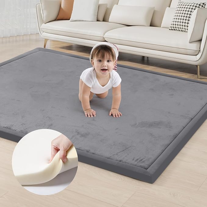 ACOMOPACK Baby Play Mat for Floor 1.3" Thick Memory Foam Play Mat 59"×71" Tummy by ACOMOPACK