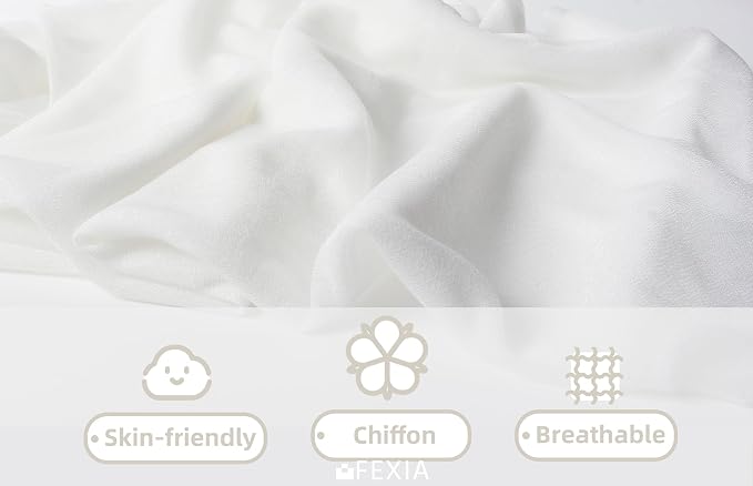 FEXIA White Chiffon Table Runner Sheer Sparkling Chiffon Fabric Bridal Party - Image 5