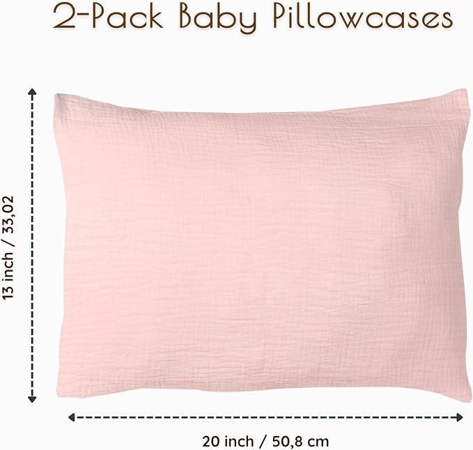 100% Cotton Toddler Pillowcases, 2 Pack Muslin Baby Pillow Cases, 13x20 Toddler - Image 2