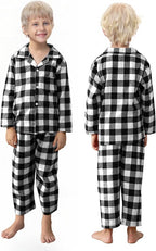 Schbbbta Kids Pajamas Set, Plaid Button Down Pjs - Image 3