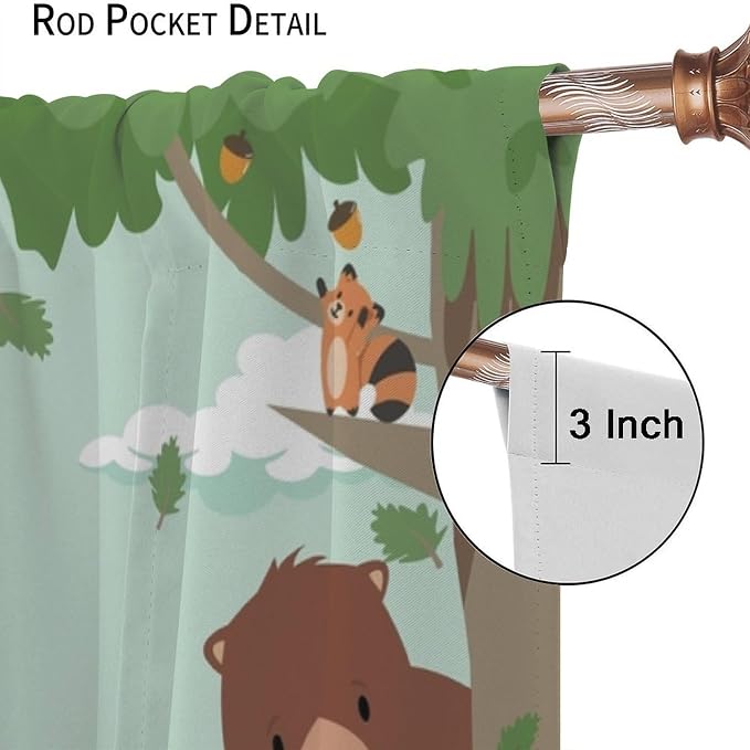 Forest Animals Curtains Colorful Forest Cartoon Cute Fox Bear Giraffe - Image 6