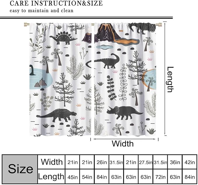 Funny Dinosaur Curtains Cute Dino Cartoon Animals Abstract Aesthetics Art Print - Image 7