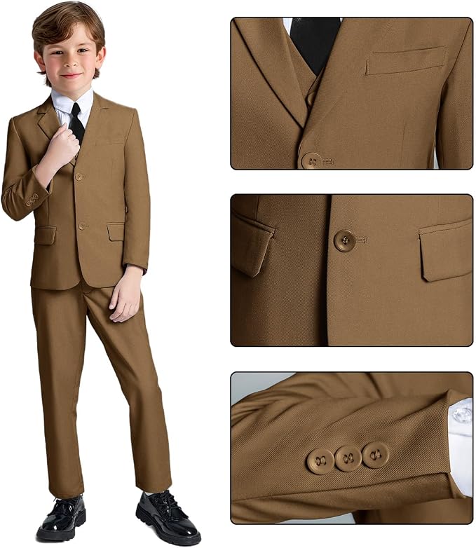 Boys Suit for Kids Teens Formal 5 Piece Tuxedo Suit Set - Image 3