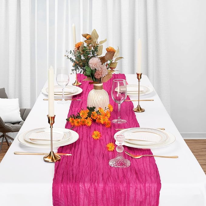 6 Pack Hot Pink Cheesecloth Table Runner 10Ft Gauze Cheese Cloth Table Runner - Image 3