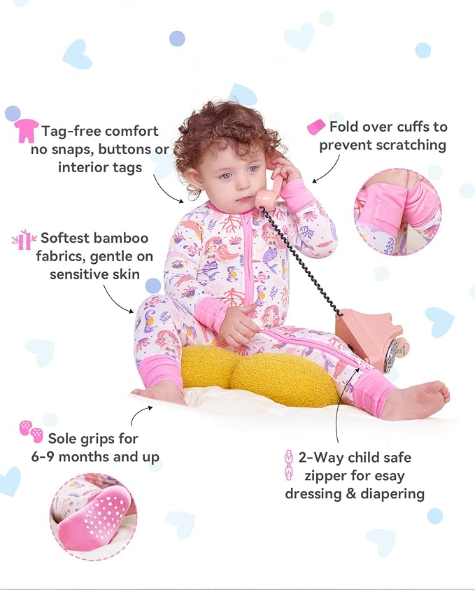 Bamboo Viscose Convertible Baby Footies Pajamas, footies - Image 2