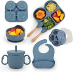 Silicone Feeding Set, Led Weaning Supplies, Food Tableware Suction Plate by MIICASA