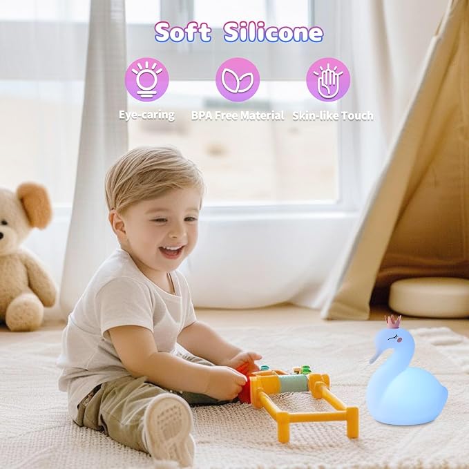 Silicone Night Light for Kids – Rechargeable Tap Control Lamp - Image 2