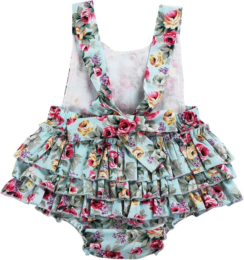 Baby Girl's Floral Print Ruffles Romper Summer Clothes - Image 8