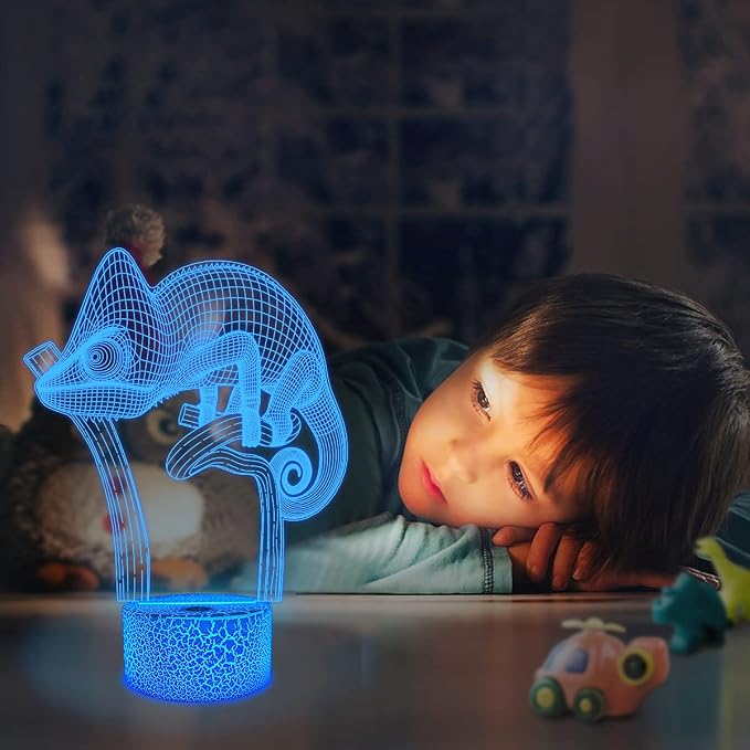 FULLOSUN Chameleon 3D Night Light Lizard Projection LED Lamp Baby Nursery - Image 3