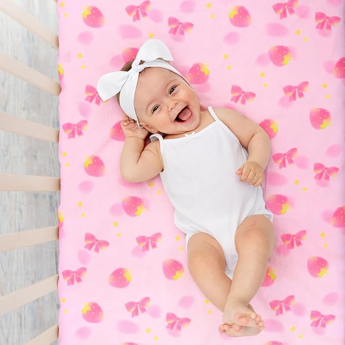 UOMNY Crib Sheet, Strawberry Bow Crib Sheets Baby Sheet - Image 6