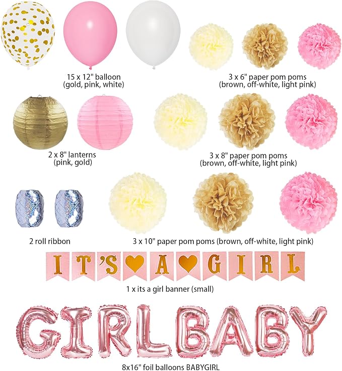Ouddy Party Pink Baby Shower Decorations - Image 2