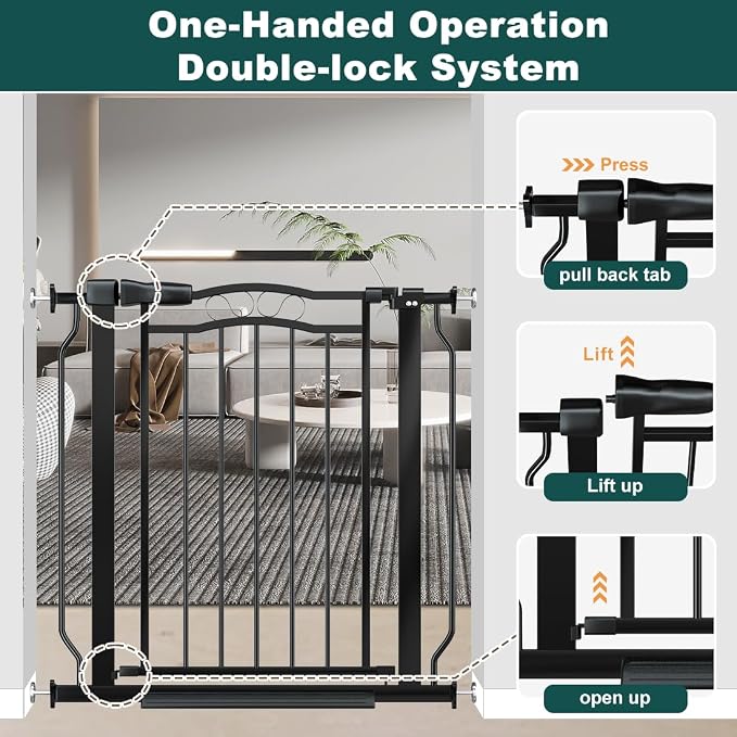 Baby Gate for Stairs 29.53"-53.1" Extra Wide, Pressure Mounted Dog Gate Indoor - Image 3