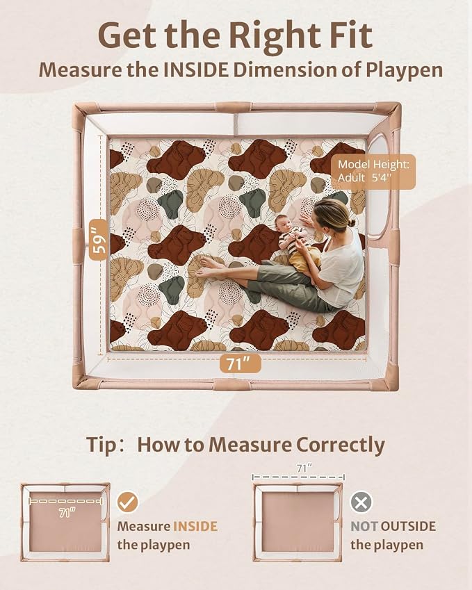 Blissful Diary Baby Play Mats for Floor, 71x59 Inch Extra Thicker & Large Soft - Image 2
