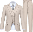 Boy's Suit Formal Slim Fit 5 Pieces Suit Set Blazer Vest Pants by Fesenbo
