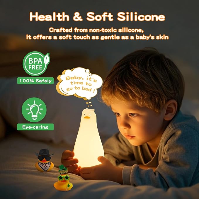 Lying Flat Duck Silicone Night Light, Cute Ducky Lamp - Image 4