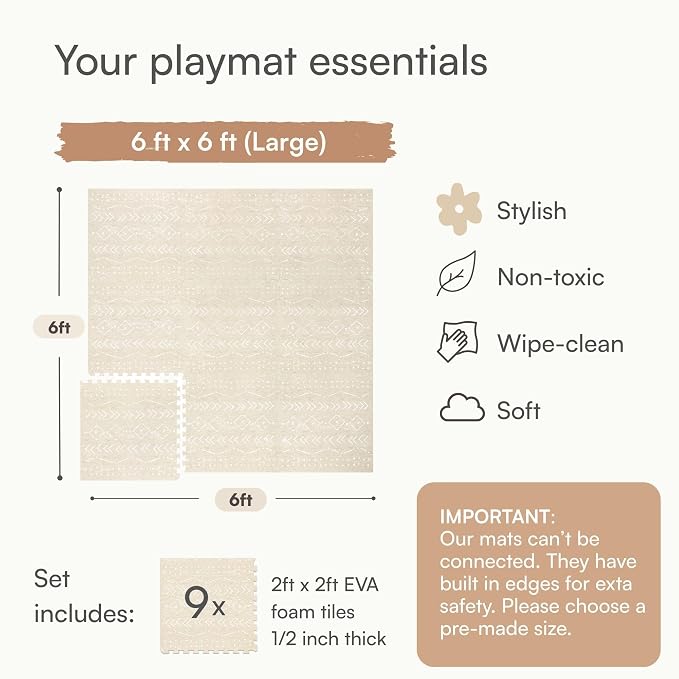 Lillefolk Baby Play Mat for Floor – 6x6ft Beige | Soft Non Toxic Premium EVA - Image 8