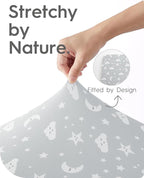Crib Fitted Sheet Star, Super Stretchy Jersey Crib Sheets, Buttery Soft Boy - Image 5