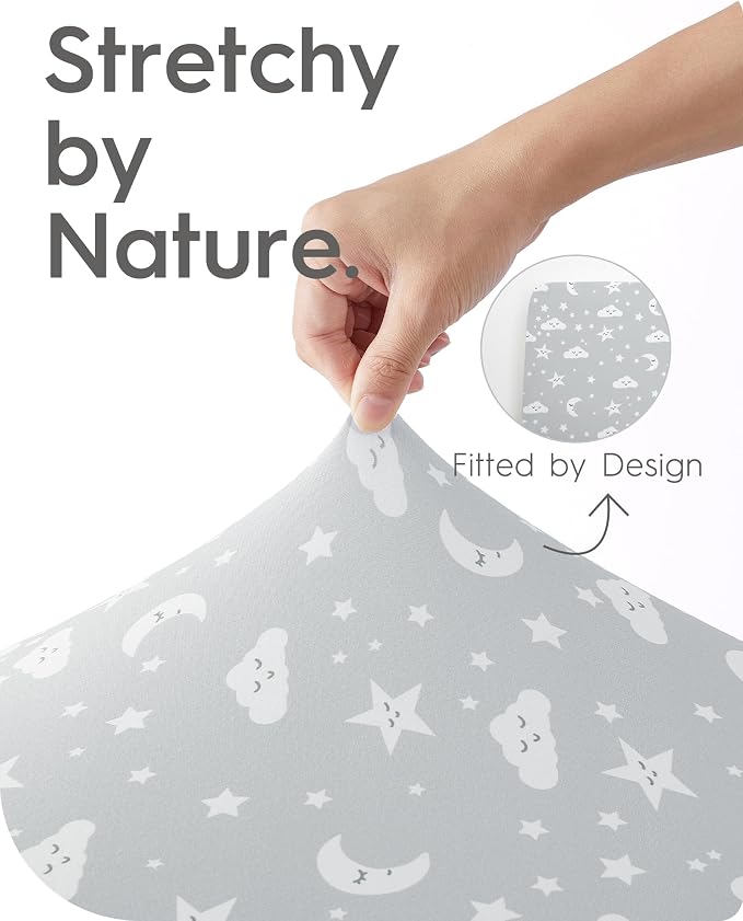 Crib Fitted Sheet Star, Super Stretchy Jersey Crib Sheets, Buttery Soft Boy - Image 5