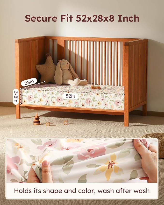 Baby Crib Sheets for Boys Girls, Breathable Soft Microfiber Baby Sheet Pink - Image 3