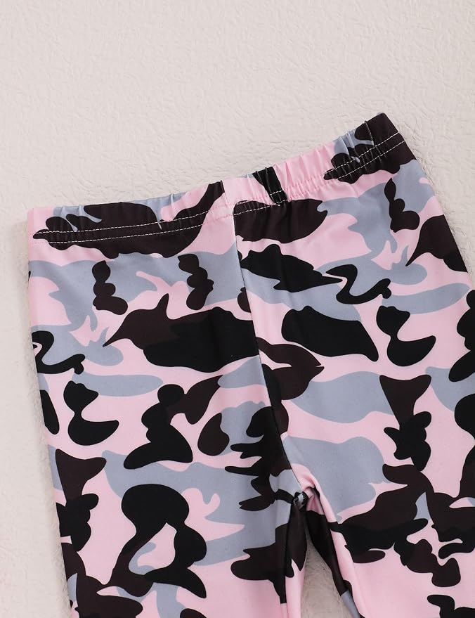 oklady Toddler Baby Girl Clothes Solid Color Ruffle Tops Floral Pants - Image 6