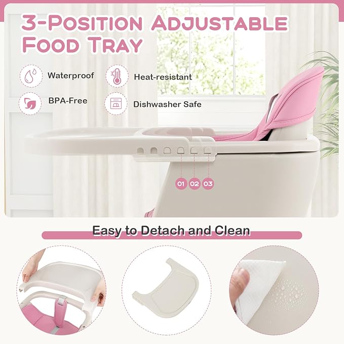 BABY JOY Convertible Baby High Chair, 3 in 1 Wooden Highchair/Booster/Chair - Image 3