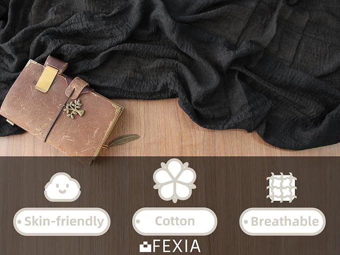 FEXIA Black Table Runner Cheesecloth 30x118 Inches Halloween Table Decor Rustic - Image 5