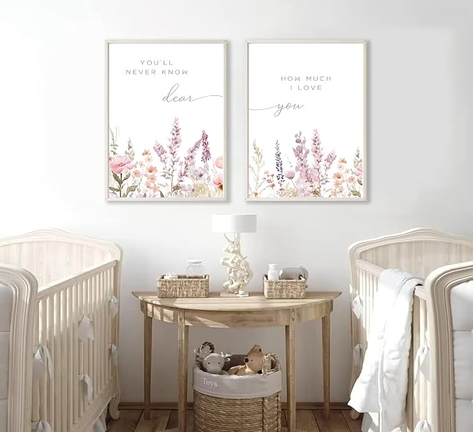 KADEYEE 2 Pcs Wildflower Nursery Wall Art Boho Flower Botanical Sentence Wall - Image 3