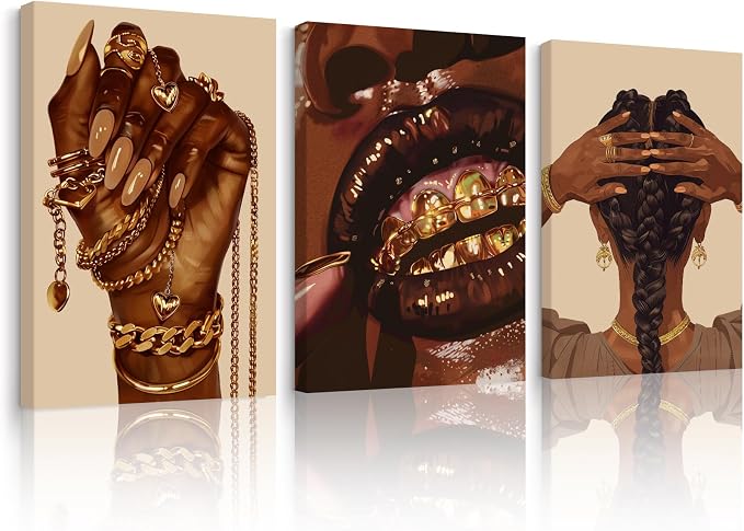 Pouydmi Black Girl Wall Art African Woman Canvas Wall Decor Black Women People by Unknown