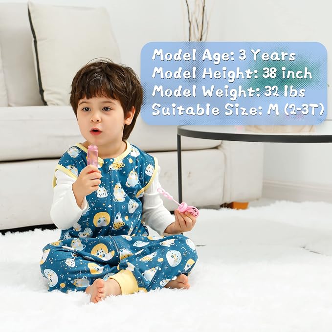 WONDAY Toddler Sleep Sack with Feet, 0.5 Tog Sleeping Sacks - Image 3