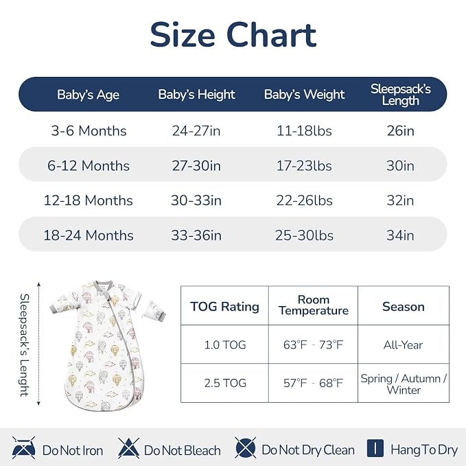 Baby Sleep Sack 6-12 Months, Cotton Detachable Long Sleeve Sleep Sack, 2.5 Tog - Image 7