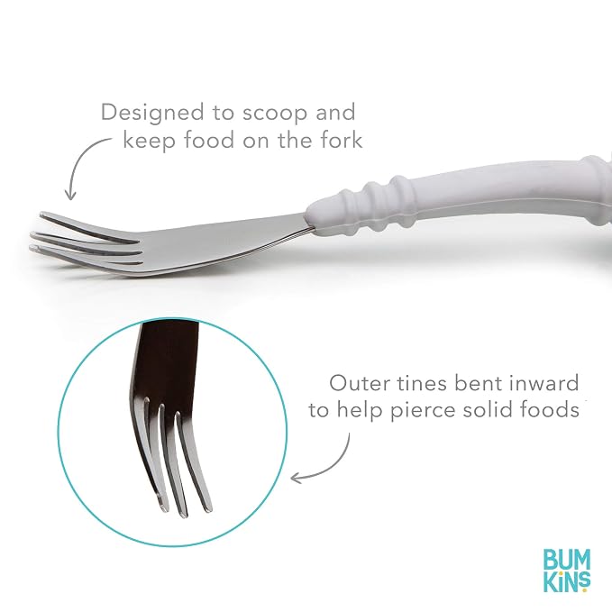 Bumkins Toddler Utensils, Kids Size Fork and Spoon Set, Silicone and - Image 3