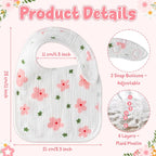 Zainpe 6Pcs Snap Muslin Cotton Baby Bibs Flowers Strawberry Patterns Infants - Image 2