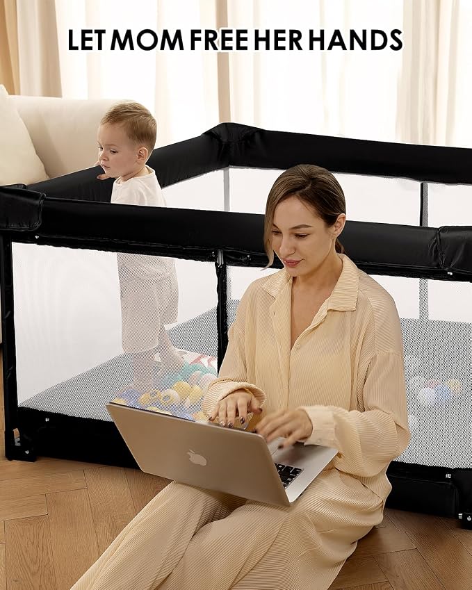 Foldable Baby Playpen, Breathable Mesh, Non-Slip Base, Portable Playpen - Image 6
