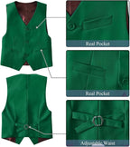 Boy's Suit Formal Slim Fit 5 Pieces Suit Set Blazer Vest Pants - Image 4