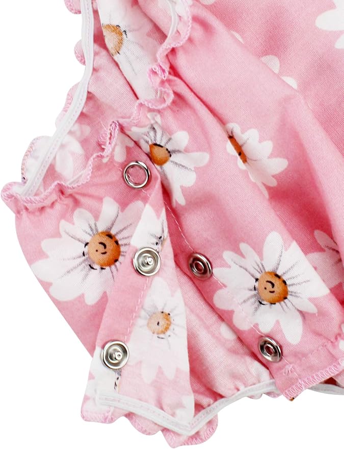 Baby Girl's Floral Print Ruffles Romper Summer Clothes - Image 6