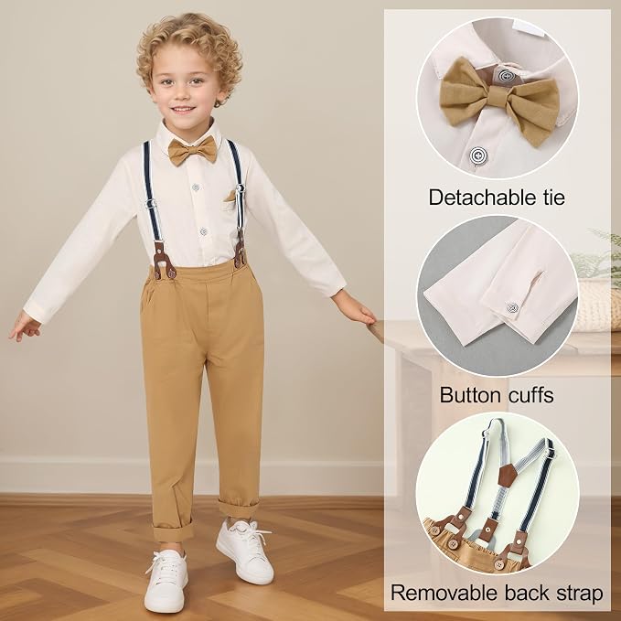 CARETOO Toddler Boy Clothes Suit Gentleman Wedding Outfits Kids Formal Dress - Image 3