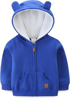 Baby Hoodie Sherpa Lined Zip up Light Fleece Jacket Solid Bear Coat Fall Winter by Unknown